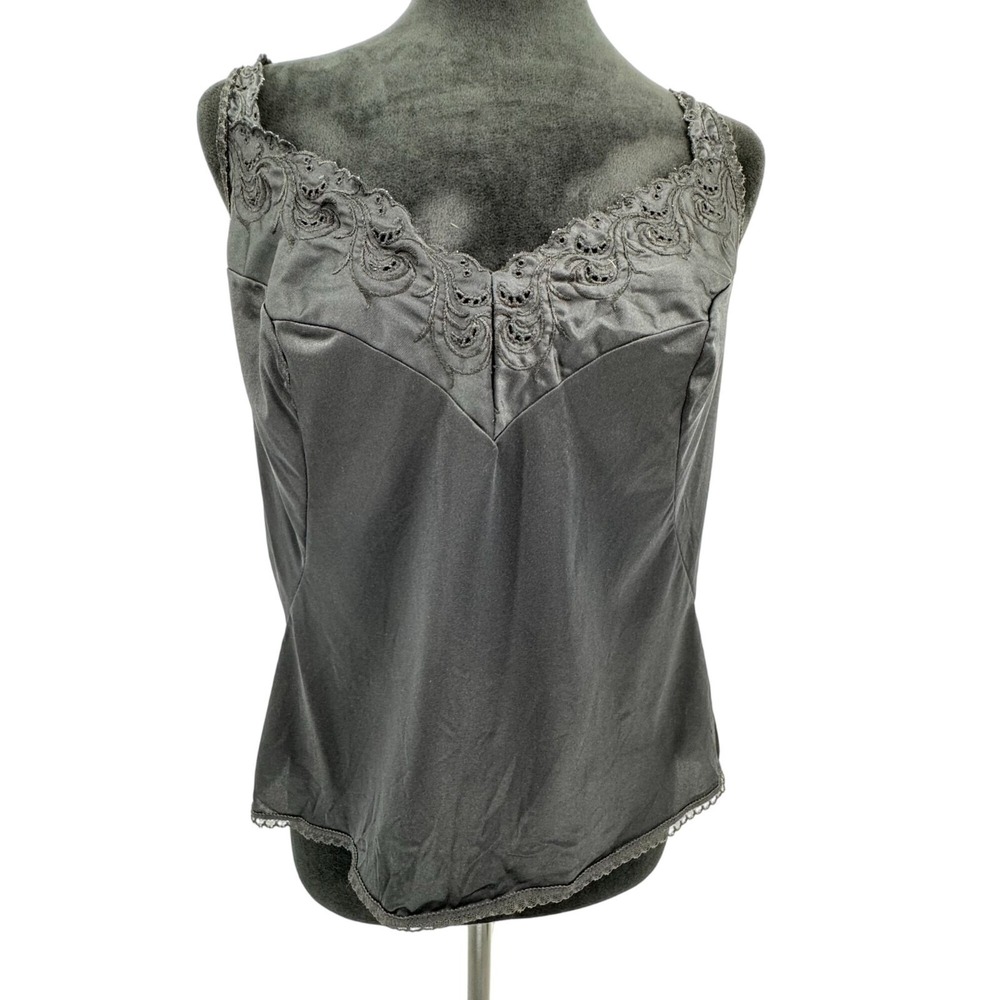 Vanity Fair Babydoll Top Camisole Lace Size S Black Adjustable Coquette‎ Vintage